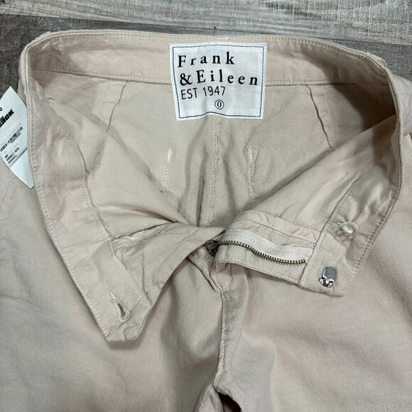NWT Frank & Eileen Kinsale Blush Pink Cotton Blend Cropped Raw Hem Pants Sz 0 - Picture 12 of 14